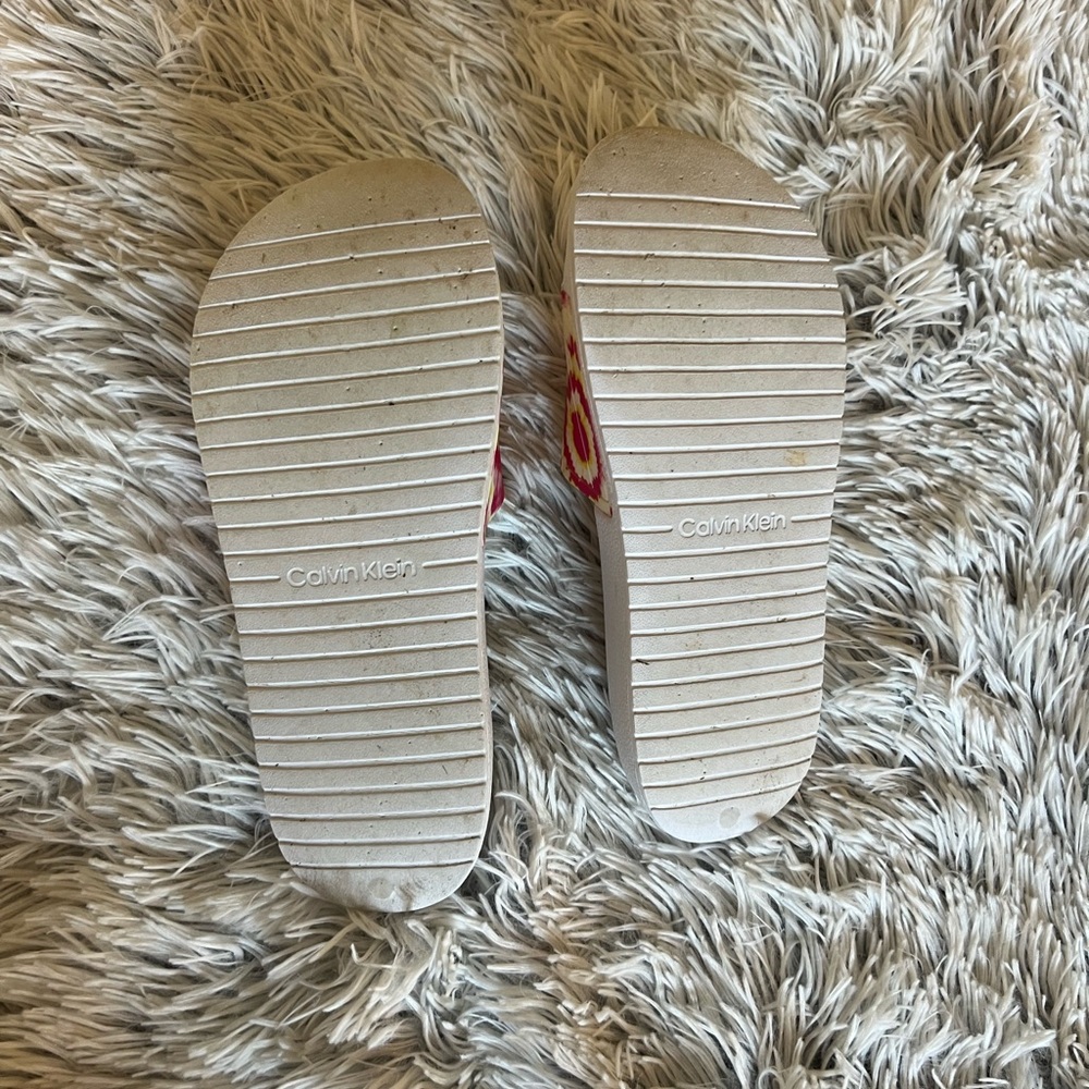 Calvin Klein Cilla Tie Dye Slider Sandals Pink & Yellow Size 6 - Picture 4 of 5
